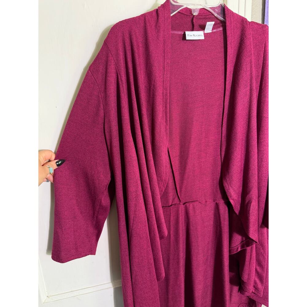 Kim Rogers Berry Open Front Draped Cardigan - Large - Picture 3 of 7